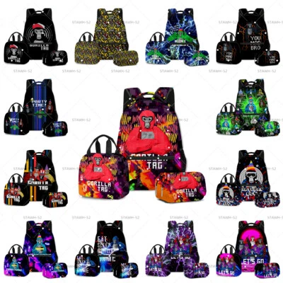 3D Gorilla Tag School Backpack Rucksack Lunch Bag Pencil Case 3Pcs Set Gift