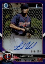 2018 Bowman Chrome Prospect Autographs Purple Refractors LaMonte Wade 99/250