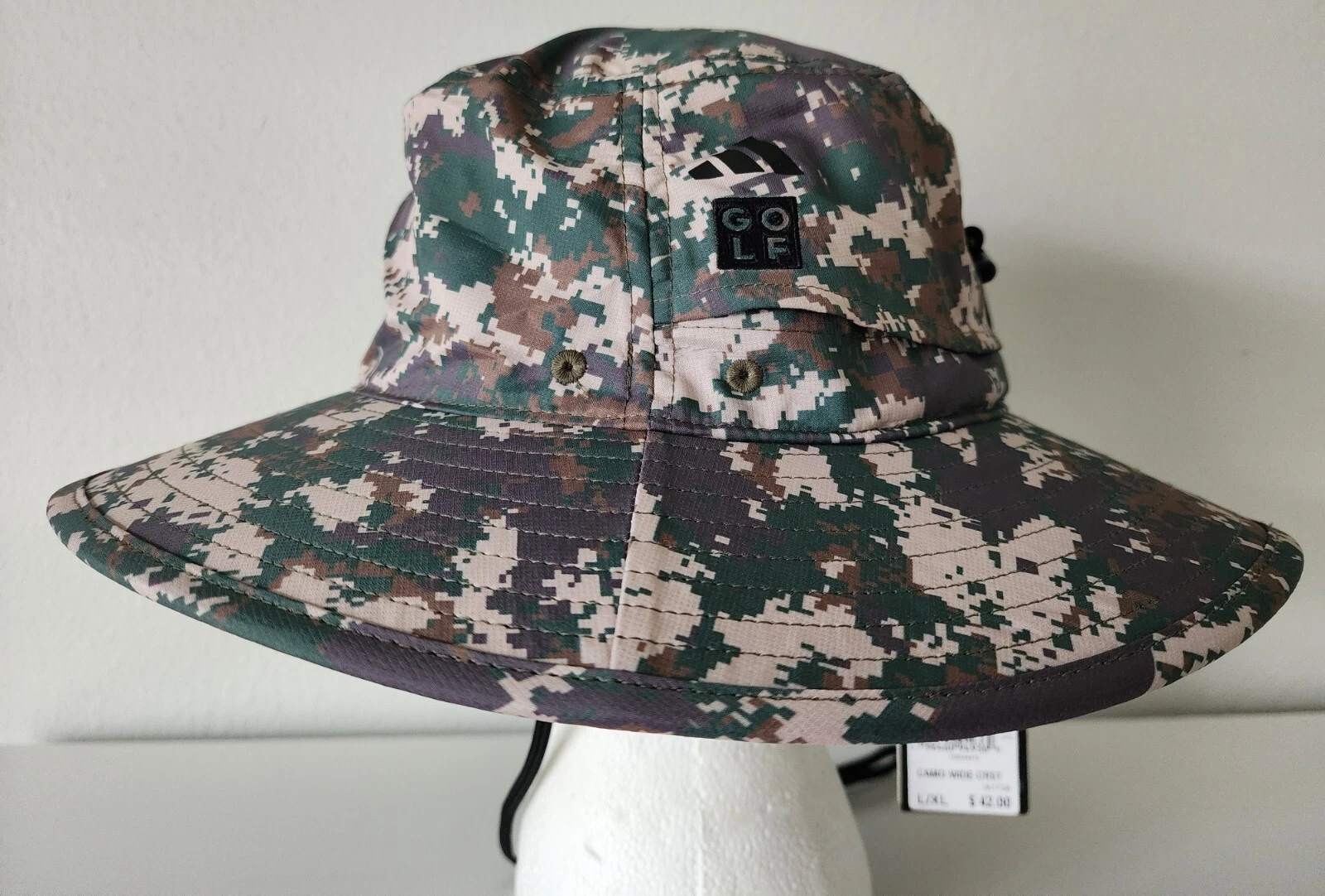$42 Adidas Golf Wide-Brim SPF 50 Sun Bucket Hat Digital Camo Size L/XL IA1738