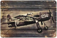 Airplane Tin Sign,Old Airplane Print On The Retro Wooden Vintage Metal Ti