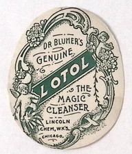 c1920 Blumers LOTOL Magic Cleanser Beauty Label junk journal supply 2.5"