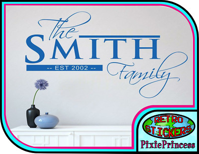 Personalisierte Wandbilder Familie etabliert Vinylaufkleber individueller Name Feature Abziehbild