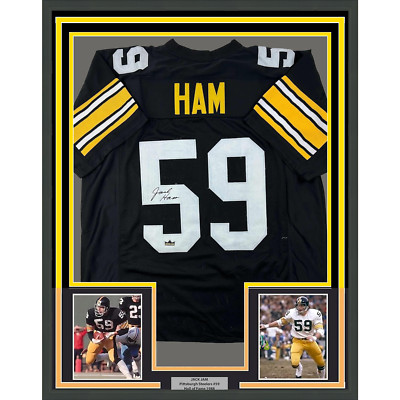 Framed Facsimile Autographed Jack Ham 35x39 Pittsburgh Black Reprint Jersey