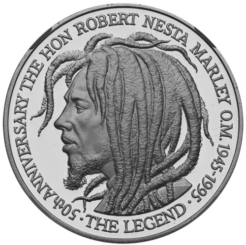 JAMAICA 50 Dollars 1995 NGC PF70 UC '50th Anniversary- Bob Marley' + CoA