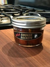 Smoked salmon wild Alaska sockeye 6.5 ounce jar packed by hand in Juneau Alaska