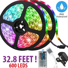 32FT Flexible 3528 RGB LED SMD Strip Light Remote Fairy Lights Room TV Party US