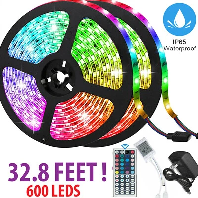 EBEYEXPRESS 32FT Flexible 3528 RGB LED SMD Strip Light Remote Fairy Lights Room TV Party US