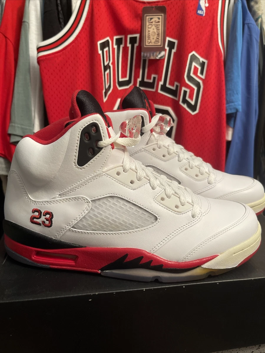 nike air jordan 5 fire red black tongue size 8.5