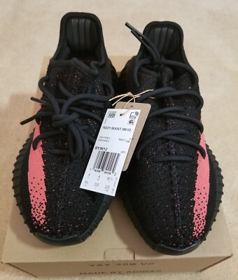 Adidas Yeezy Boost 350 V2 Red Stripe Black BY9612 size Bred