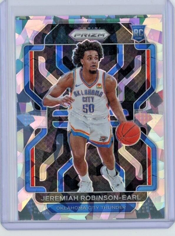 2021-22 Panini Prizm Jeremiah Robinson-Earl Thunder Cracked Ice Prizm RC #319
