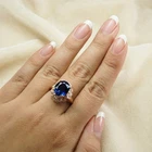 Stupendous Royal Blue Sapphire 7.12Ct 925 Sterling Silver Rose Gold Rings Size 8