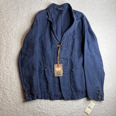 80s Ralph Lauren カーディガン NEW 80S Polo Ralph Lauren Mens Navy Blue 100% Linen Unstructured