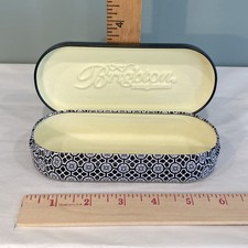 Brighton Black White Sunglasses Tin Metal Hinged Case 6 X2.5" 5-7/8 x2-3/8