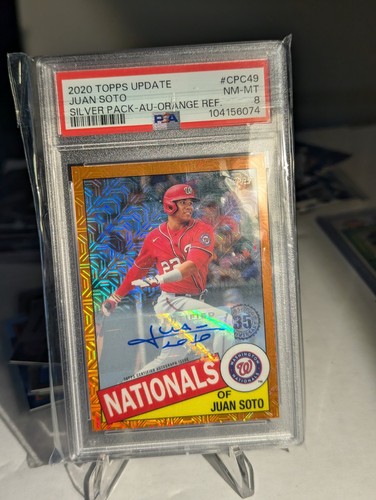 2020 Juan Soto /25 Auto Orange Refractor PSA 8 Silver Pack 1985 Throwback CPC49
