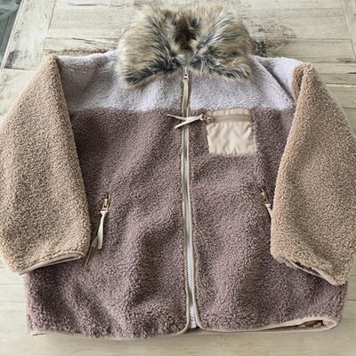 SUNDANCE Coat. NWT. Boundary North. Faux Fur. Size Large. Pinks, Creamy Beige.
