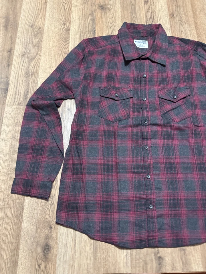 Camisa Mission Ridge, Para Hombre Talla Grande, Roja Negra A Cuadros Manga Larga Abotonada Foto 3 de 4