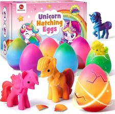 Mocoosy 6 Pack Unicorn Hatching Rainbow Eggs for Kids, Easter Basket Stuffers Bu