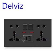 Double 13A Wall Plug Socket 2 Gang 2 USB Charger Port Universal UK