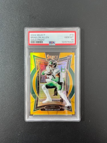 2024 Panini Select Football Braelon Allen Rc Rookie Gold Prizm 05/10 PSA 10