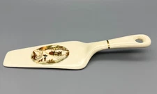 Vintage Currier and Ives Ceramic Pie/Cake Server Winter Scene and Sleigh Ride