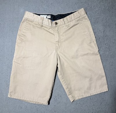 Volcom Frickin Modern Chino Shorts Khaki Mens 30 Flat Front Casual Skate Beach