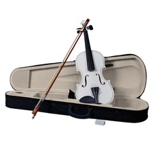 4/4 Full Size White Acoustic Violin w/ Case Bow Rosin for Gift