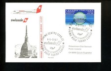 Postal History Italy #1702 Air First Flight SWISSAIR 1987 Torino to Switzerland 
