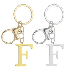 2Pcs Initial Letter Keychain Letter F Keychain for Women Key Gold/Silver