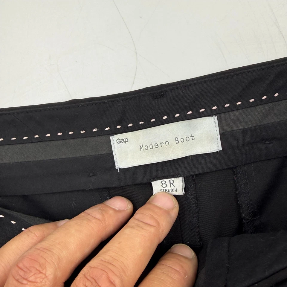 Calça GAP Feminina Moderna Bota Ajuste Regular 8 Preta Algodão Elástico Bootcut DressFX - Imagem 4 de 4