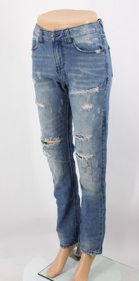 TSUBI BOYFRIEND DAMEN JEANS DISTRESSED ZERRISSEN GRÖSSE 24 UK 6 BLAU UVP £150 IB