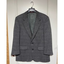 Corbin Dillard's Mens Grey Windowpane Plaid Blazer Sport Coat Made in USA 44R