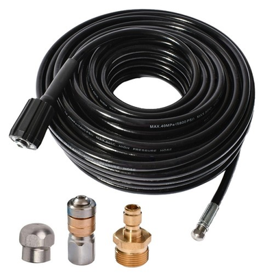 #ad 25FT 5800 PSI Pressure Washer Hose Jetter Nozzles Kit 1 8”NPT Sewer Drain $55.44