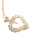ESTATE SOLID 10K YELLOW GOLD NATURAL DIAMONDS 1" HEART PENDANT 18" NECKLACE 7915 — photo 3