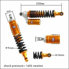 Shock Absorber 330 mm Gold Black suitable for Dirt Pit Bike Quad ATV - HMParts