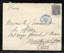 Tàd bleu Paris Etranger 2*17.7.1889 sur lettre de Belgique affr. 25 c Léopold II
