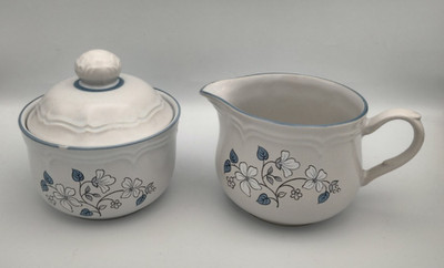 The Covington Blue Avondale Stoneware Japan Cream & Sugar Bowl Set w/Lid