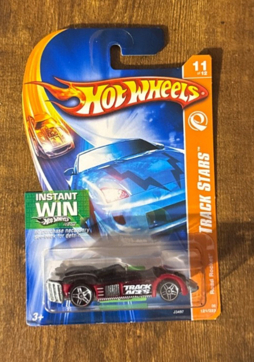 2006 Hot Wheels #121 Track Stars 11/12  ROAD ROCKET Dark Red w/Chrome Pr5 Spokes