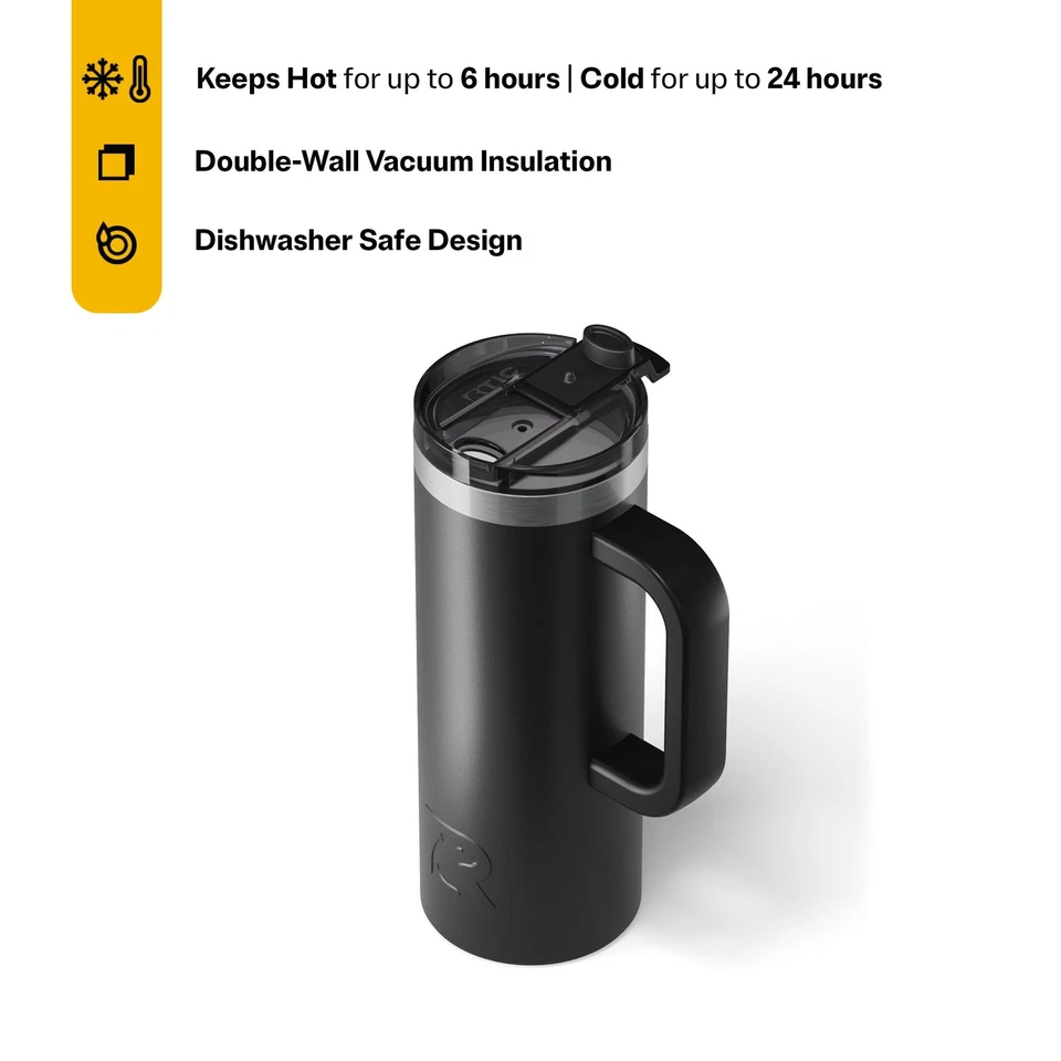 Taza de viaje RTIC 20 oz botella de agua con aislamiento en frío caliente tapa de acero inoxidable Foto 3 de 4