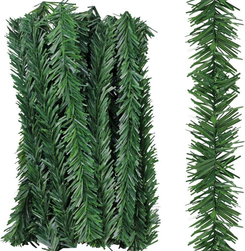 24 Pcs Christmas Garland Ties Artificial Pine Needles Santa’s Factory Green 