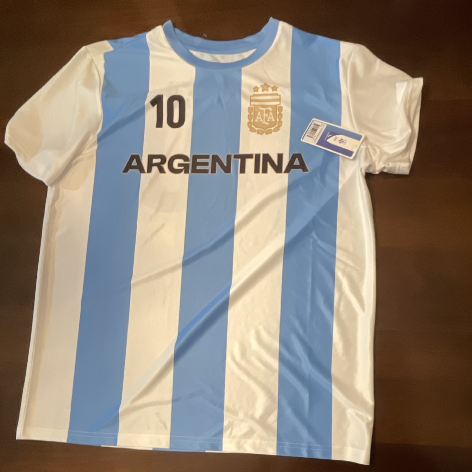 Argentina Lionel Messi #10 Soccer Jersey Size L White Light Blue