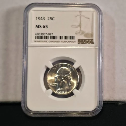 1943 25c Washington Quarter - NGC MS 65