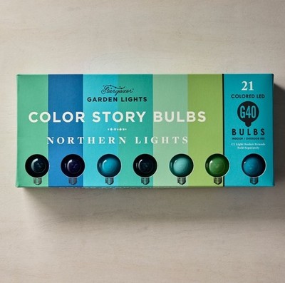 NEW Anthropologie Stargazer NORTHERN LIGHTS Blues & Greens 21 Bulbs + Sockets  b