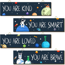 4 Pcs Wooden Space Classroom Decor Outer Space Classroom Decorations Inspiration