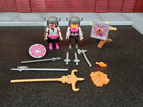 Vintage 4774 Playmobil Vikings Bull Warriors And Wolf Knight Incomplete