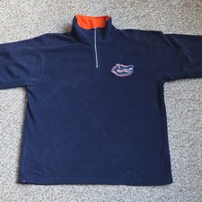 Mirage Florida Gators 1/4 Zip Fleece Pullover Jacket Navy Orange Collar Size XL