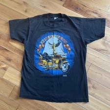 VTG Screen Stars Shirt Motorcycle Made In USA Large Grafix Sports Wear 1992 GUC 