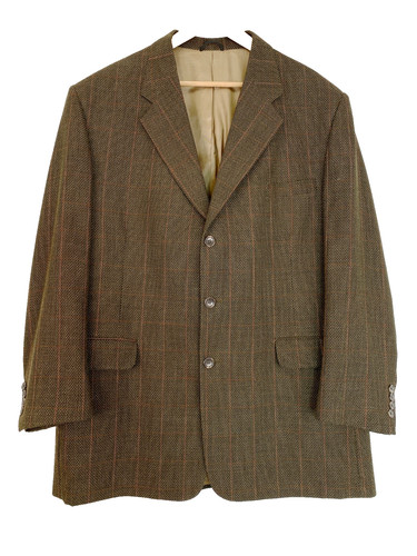Vintage 1980s men's brown wool jacket XL ALESSANDRO MANZONI suit black