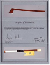 A very rare, fine French certified violin bow by J.D. Adam, ca. 1820, NICE
