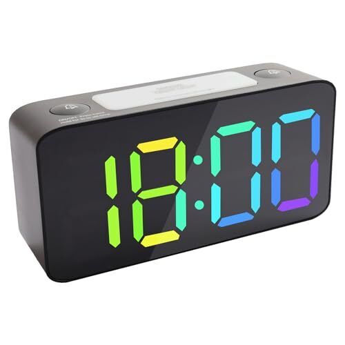 Digital Alarm Clock RGB Colorful LED Clock Alarm Clocks Bedside Mains Powered... - Picture 1 of 7
