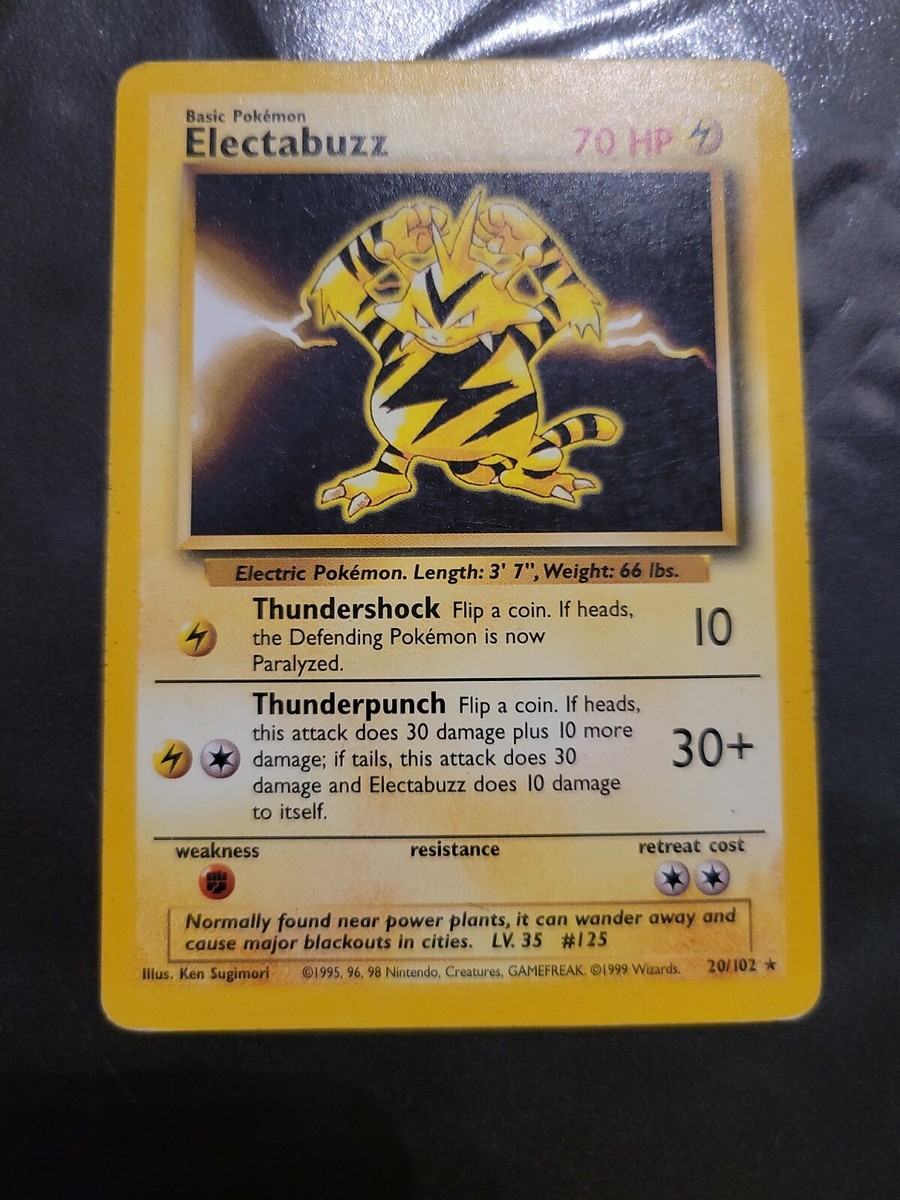1999 electabuzz pokemon card value 1999 POKEMON BASE SET 1ST EDITION #20 ELECTABUZZ PSA 10